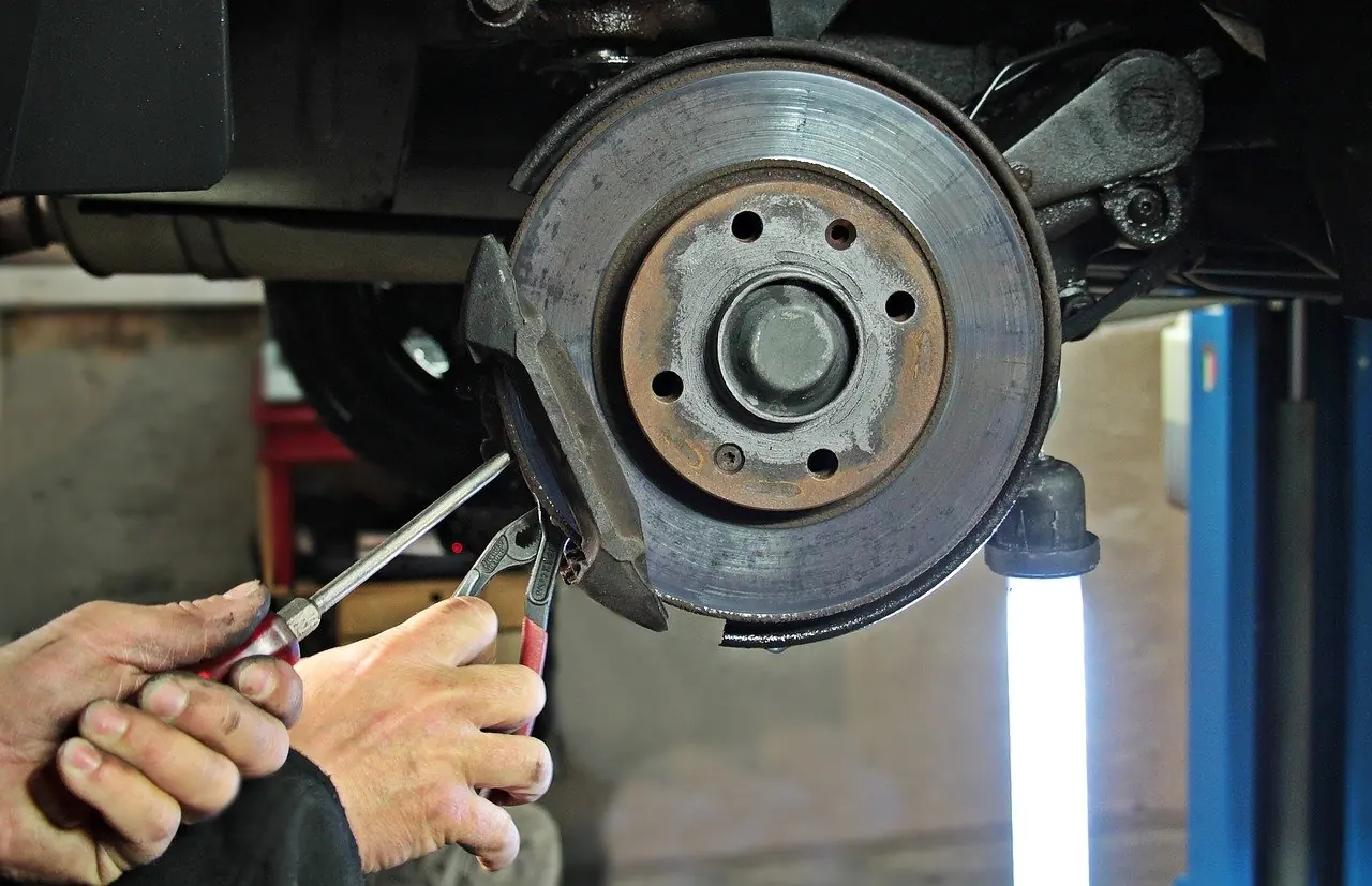 Brake disc and caliper during a brake service